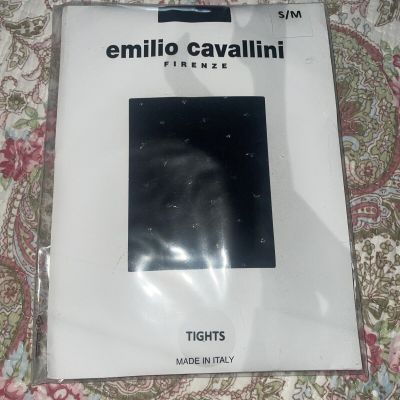 Emilio Cavallini Tights S/M Black With Metallic Embellishments